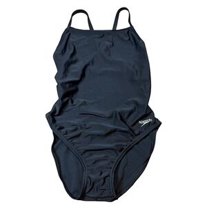 Speedo Eco Solid Flyback One Piece Swimsuit Black Pro LT Womens 14/40